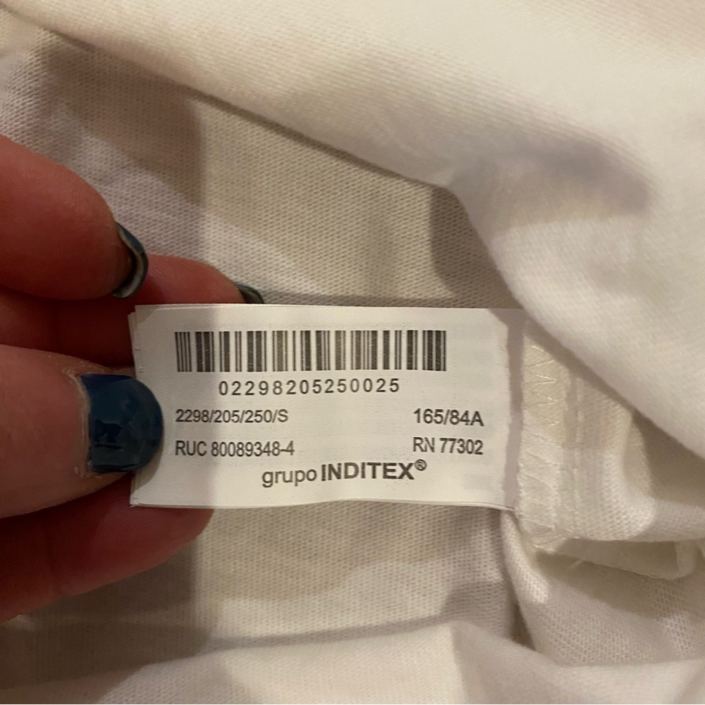 Zara NWT White Floral Appliqué Short Sleeve Tee size small - Picture 6 of 6